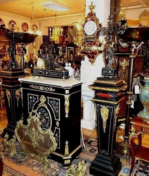 Bronze And Marble Clockset
