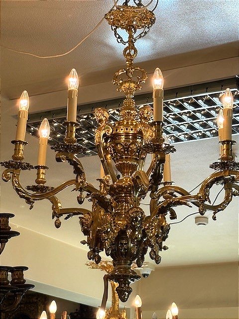Lustre en bronze doré -photo-2