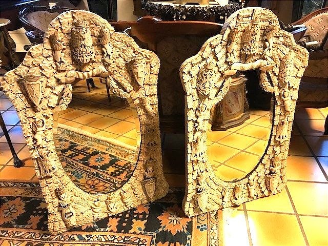 Important And Rare Pair Of Bone Mirrors 