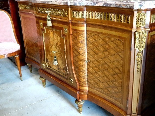 Louis XVI Style Marquetry Dining Suite-photo-3
