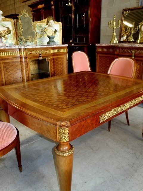 Louis XVI Style Marquetry Dining Suite-photo-1