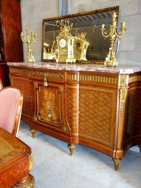 Louis XVI Style Marquetry Dining Suite-photo-3