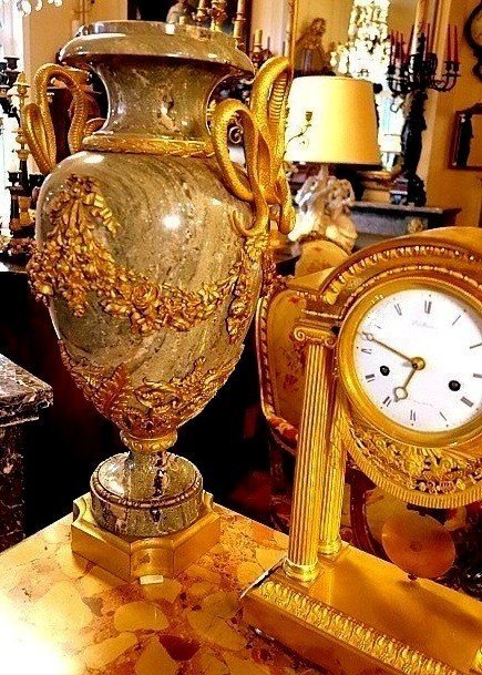 Palatial Size Pair Of Marble And Bronze Vases-photo-1