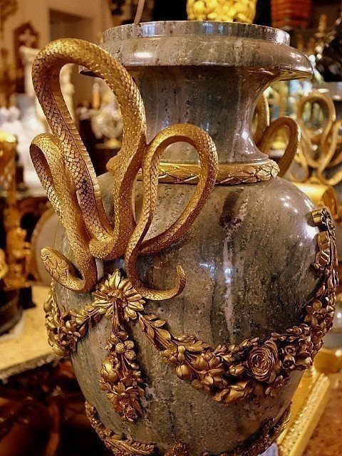 Palatial Size Pair Of Marble And Bronze Vases-photo-4