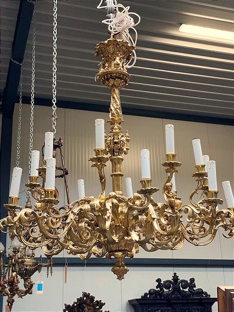 Napoleon III Chandelier In Gilt Bronze-photo-3