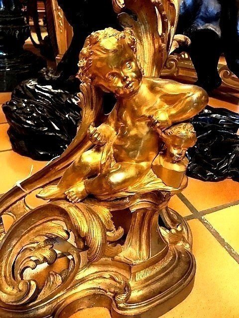 Chenets en bronze doré-photo-4