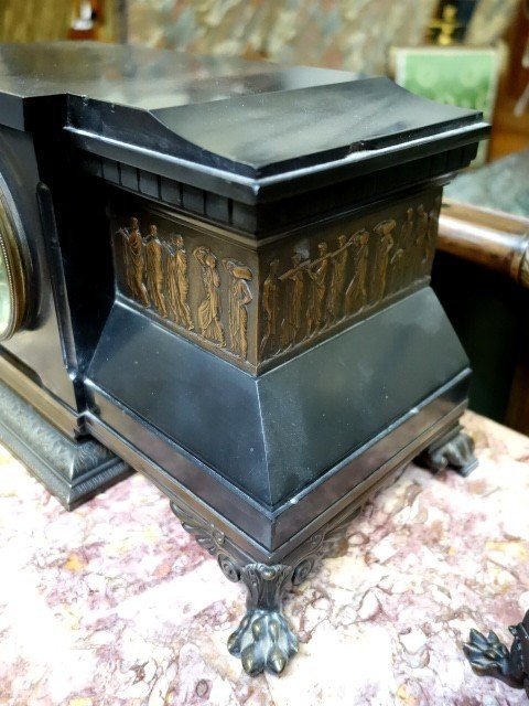 Garniture de cheminée en bronze et marbre-photo-4