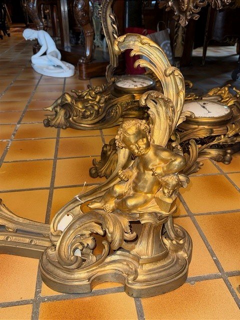 Chenets en bronze doré-photo-4