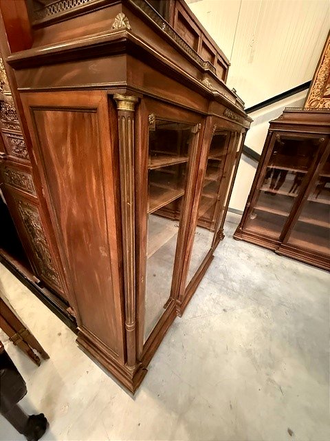 Pair Of Mahogany And Bronze Display Cabinets -photo-2