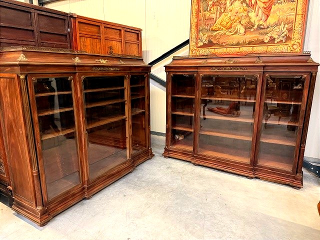 Pair Of Mahogany And Bronze Display Cabinets 