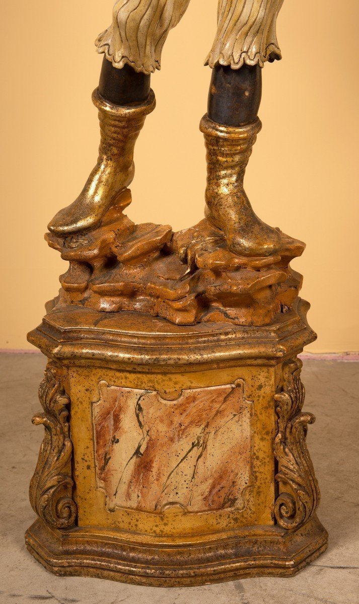 Pair Of Nubians In Polychrome Wood-photo-5