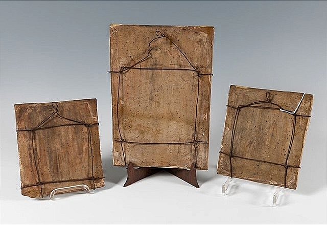 Lot de 3 carreaux de poêle du XVIe siècle -photo-4