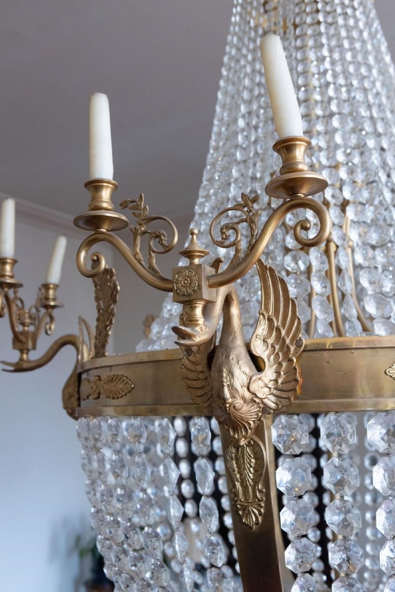 Pair Of Palatial Size Chandeliers In Bronze And Crystal-photo-4
