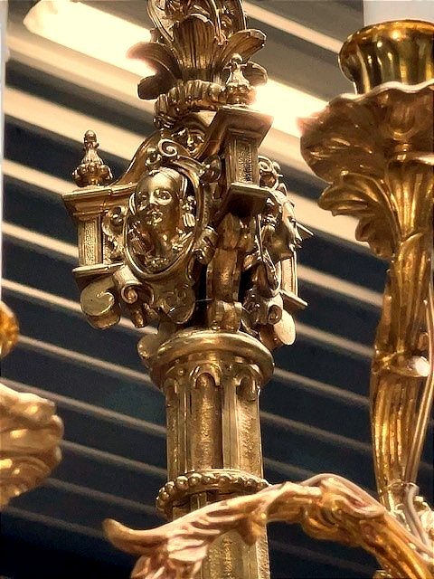 Lustre en bronze doré aux amours-photo-4