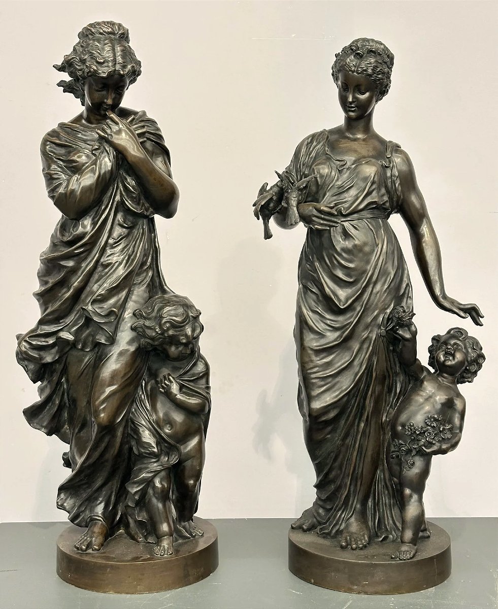 Bronze Sculptures Representing The Winter & The Summer-photo-3