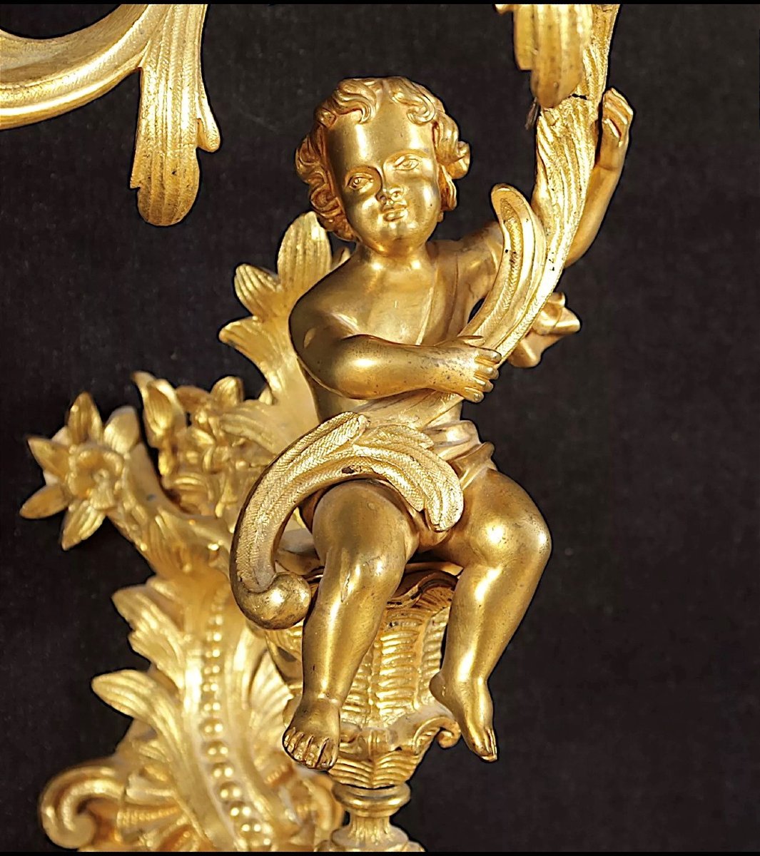 Paire d'appliques en bronze doré-photo-2