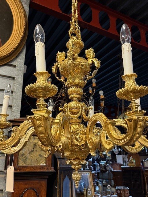 Lustre en bronze doré XIXe -photo-2