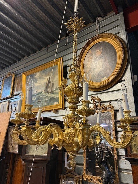 Lustre en bronze doré XIXe -photo-4