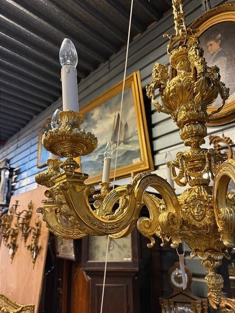 Lustre en bronze doré XIXe -photo-1