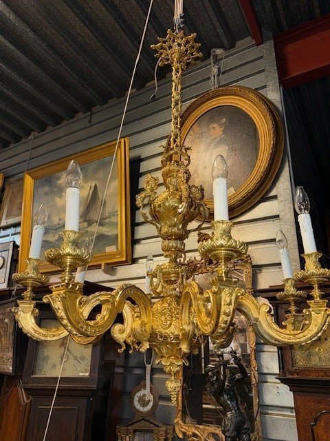 Lustre en bronze doré XIXe -photo-2
