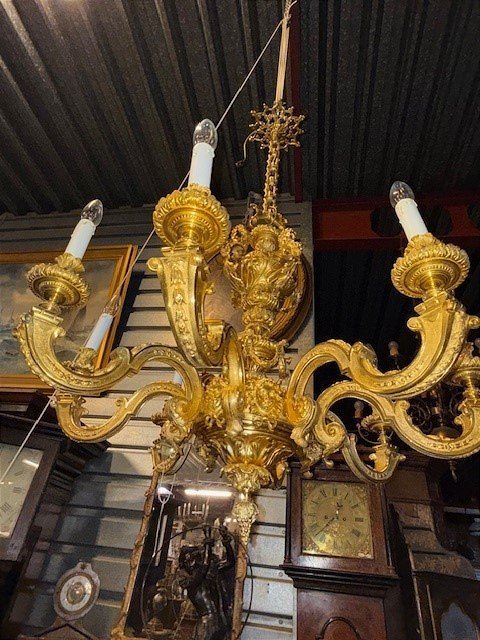Lustre en bronze doré XIXe -photo-3