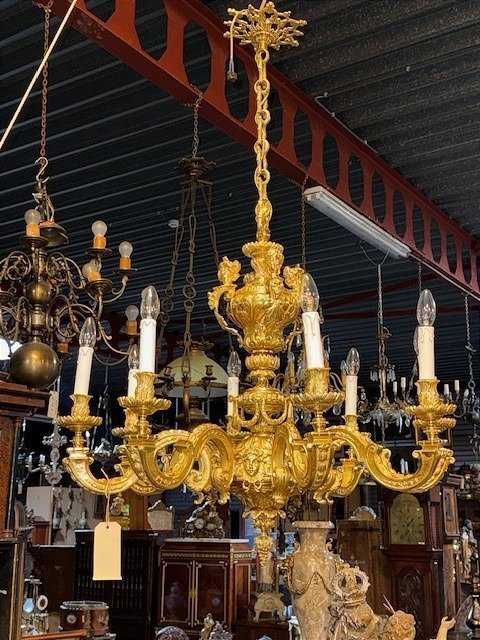 Lustre en bronze doré XIXe -photo-4