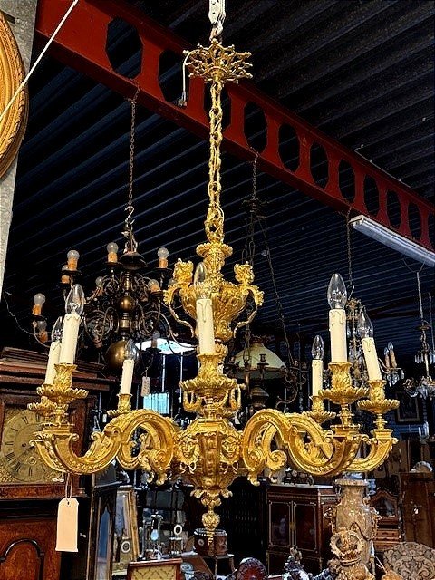 Lustre en bronze doré XIXe -photo-5