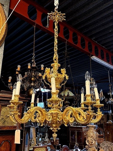 Lustre en bronze doré XIXe 