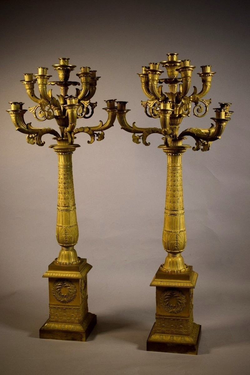 Paire de candélabres d'apparat d'époque Empire-photo-2