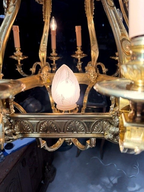 Lanterne en bronze doré à 19 lumières-photo-4