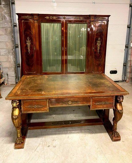 Bureau plat et bibliothèque Empire -photo-2