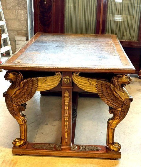 Bureau plat et bibliothèque Empire -photo-4