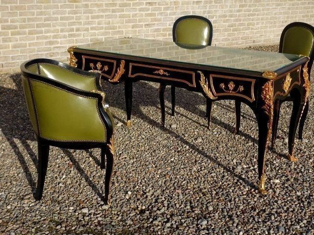 Office Furniture Comprising A Desk With Matching Armchair And 2 Chairs-photo-2
