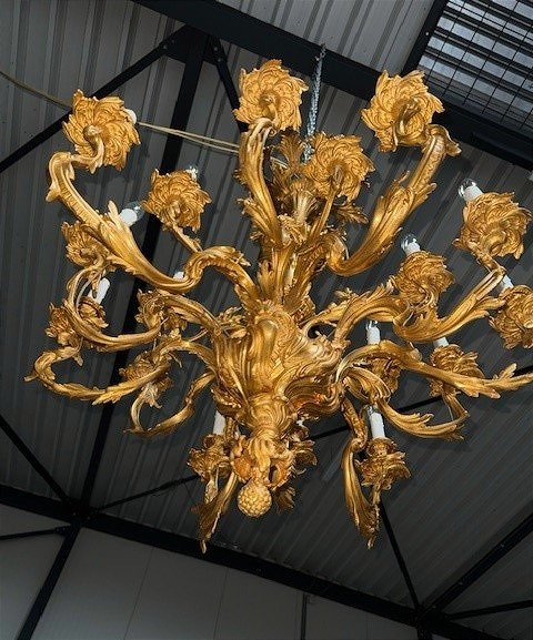 grand lustre de style rocaille à 16 branches-photo-3