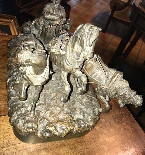 Russian Troika Bronze Sculpture-photo-2