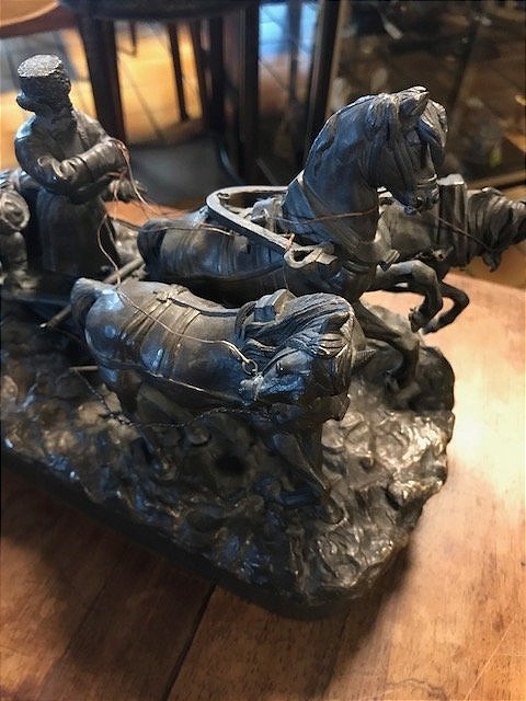 Russian Troika Bronze Sculpture-photo-6