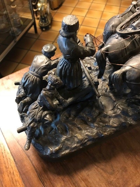 Russian Troika Bronze Sculpture-photo-7