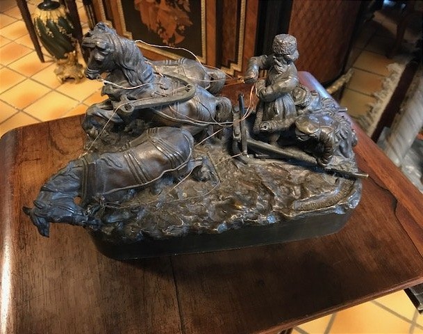 Russian Troika Bronze Sculpture-photo-8