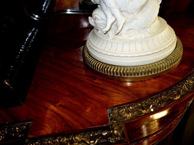 Dressoir et miroir en bois de rose et porcelaine de Sèvres-photo-3