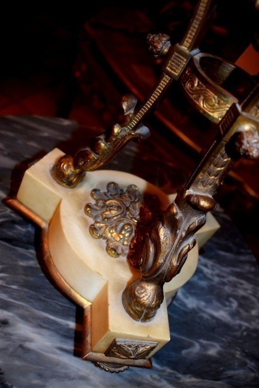 Paire de cassolettes en marble blanc -photo-4