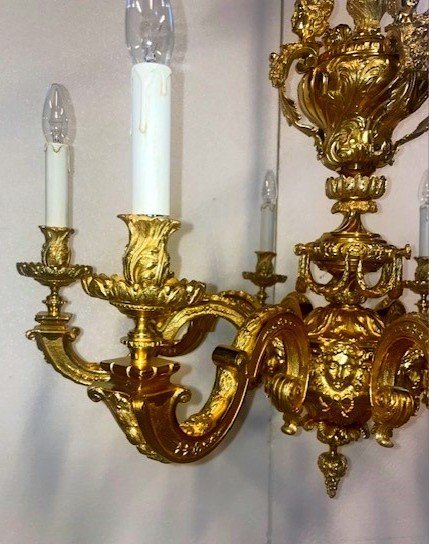 Louis XIV-style Chandelier In Gilded Bronze-photo-4