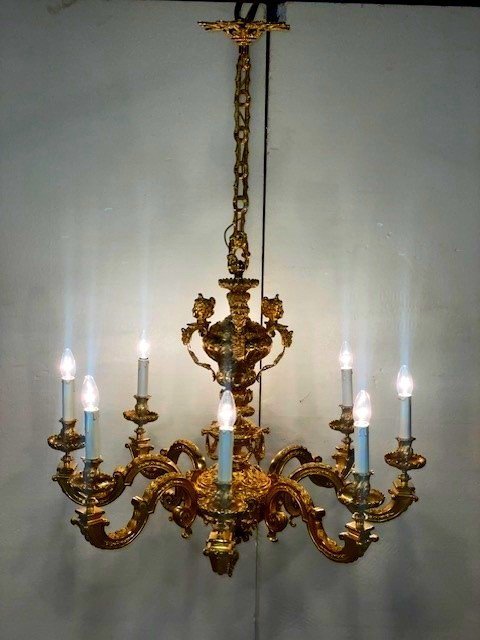 Louis XIV-style Chandelier In Gilded Bronze-photo-5