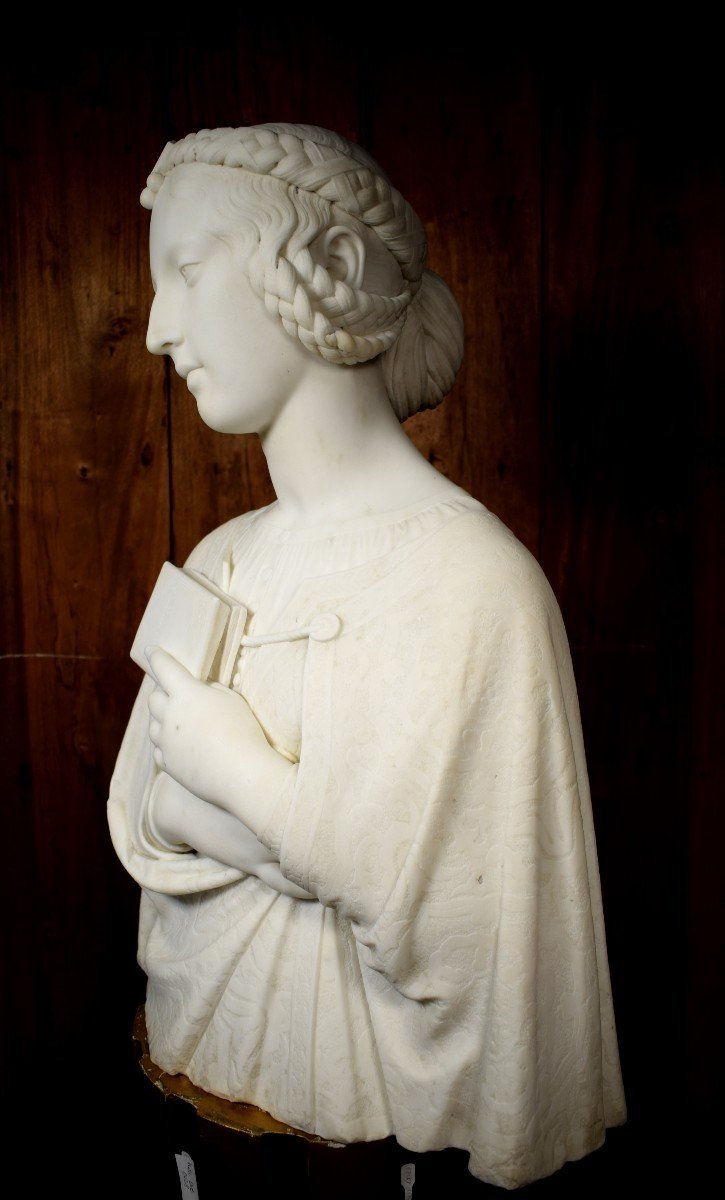 Florentine Bust Made Of Carrara Marble -photo-3