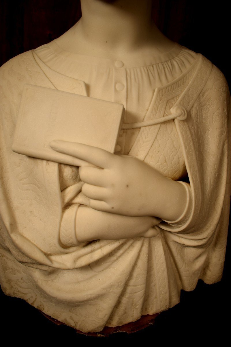 Florentine Bust Made Of Carrara Marble -photo-3