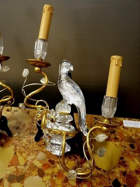 Pair Of Wall Sconces Featuring Parrots-photo-2