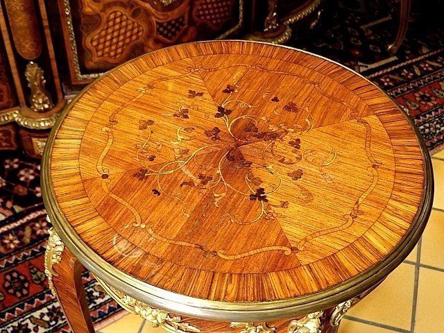 Marquetry Side Table Attributed To François Linke-photo-3
