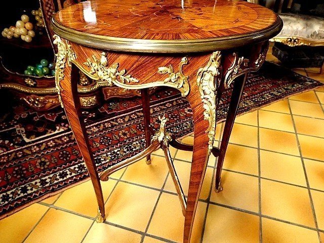 Marquetry Side Table Attributed To François Linke-photo-4