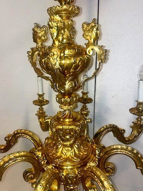 Large Mazarin-style Chandelier In Gilded Bronze-photo-3