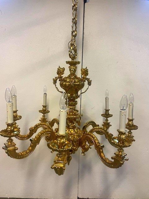 Large Mazarin-style Chandelier In Gilded Bronze-photo-1