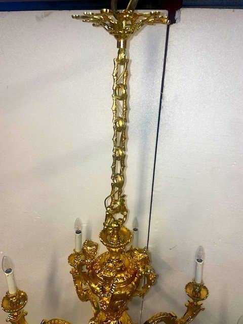Large Mazarin-style Chandelier In Gilded Bronze-photo-4